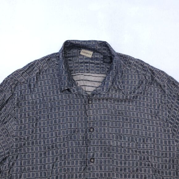 Axist Casual Button Up Long Sleeve Shirt Mens Size Large L Black Beige - Picture 1 of 11